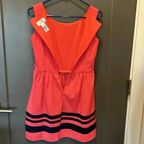 SWEET STORM RETRO PINK WITH NAVY STRIPES ABOVE KNEE PREPPY LIGHT ACADEMIA CLASSY - Picture 2 of 5